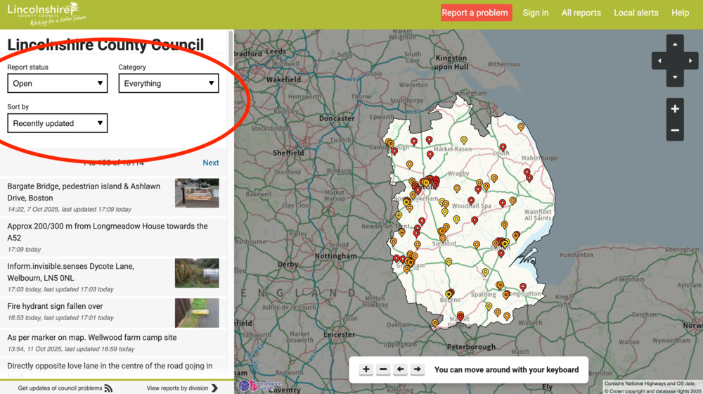 Use the drop-down menus to filter reports
